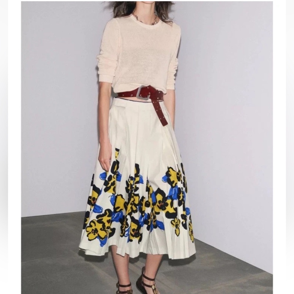 ZARA $119 WOMAN ZW COLLECTION PRINTED PLEATED SKIRT PRINTED 2963/143 NWT MEDIUM